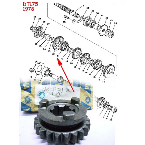 Yamaha DT125 DT175 MX175 Transmission Gear 5th Wheel AXLE GEAR 2A6-17251-00 free post