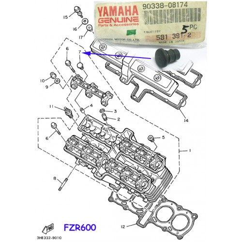 Yamaha FZR400 FZR600 XT600 R1 R6 Cylinder Head Plug 90338-08174 free post
