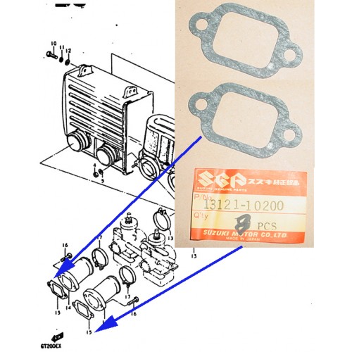 Suzuki GT200 Carburetor Manifold Gasket x2 13121-10200 Air Intake Pipe free post