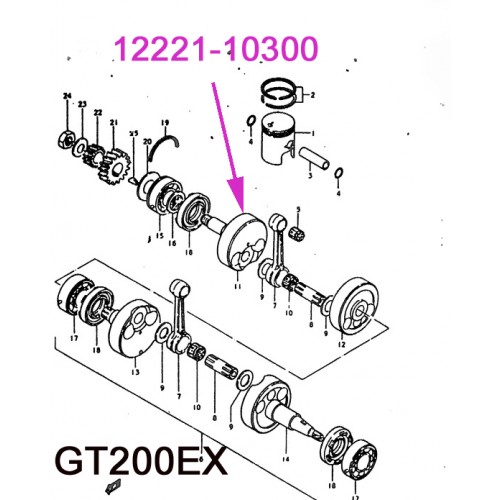 Suzuki GT200 Crankshaft RH 12221-10300