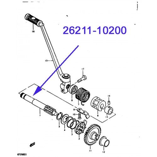 Suzuki GT200 Kickstarter Shaft 26211-10200 free post