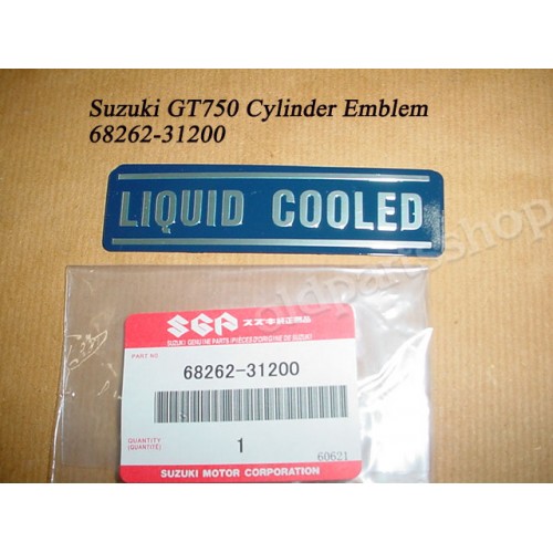 Suzuki GT750 Cylinder Emblem LIQUID COOLED Badge 1973-1977 PN 68262-31200