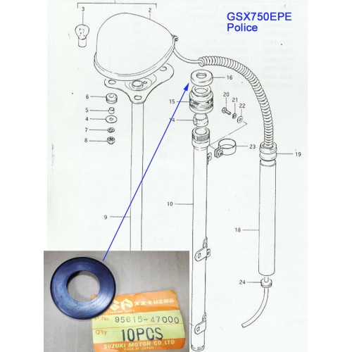 Suzuki GSX750 GS550 Police Motorcycle Beacon Support Rubber Seal 95615-47000