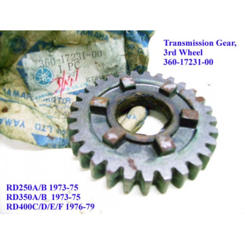 Yamaha RD250 RD350 RD400 Transmission Gear - 3rd Wheel 360-17231-00 free post