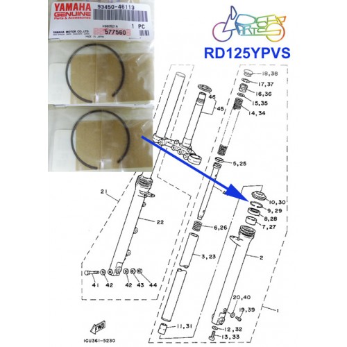 Yamaha RD125YPVS Front Fork Circlip x2 RD125LC MK2 93450-46113 free post