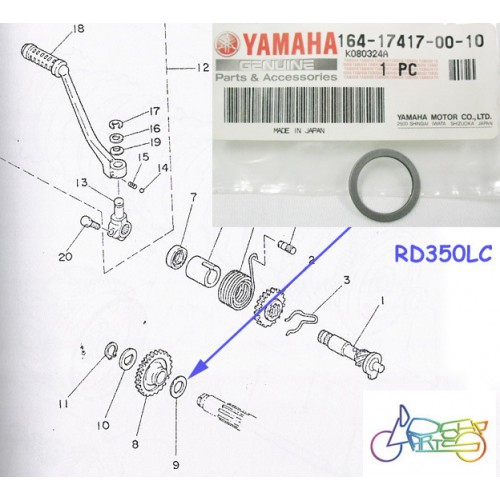 Yamaha LS2 R5 RD250 RD350 RD400 TZ250 TZ350 RZ350 RD350YPVS RD350LC Kickstarter Shim 164-14714-00 free post