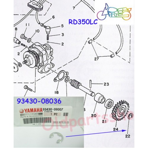 Yamaha RZ350 RD350YPVS RD350LC Oil Pump Shaft Circlip 93430-08036 free post