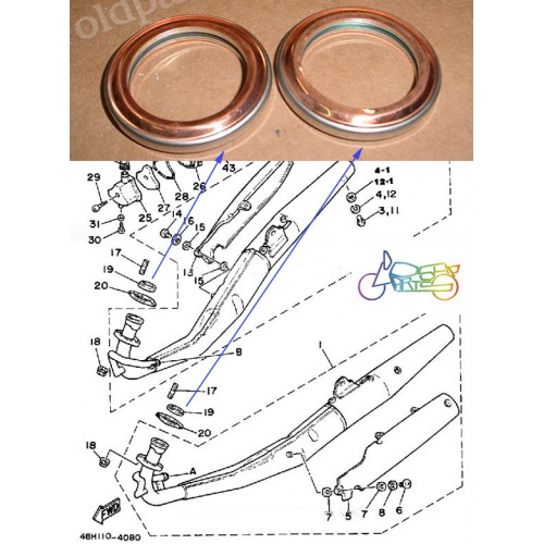 Yamaha RD350YPVS RZ350 Exhaust Gasket x2pcs 29L-14613-00 Muffler Pipe free post