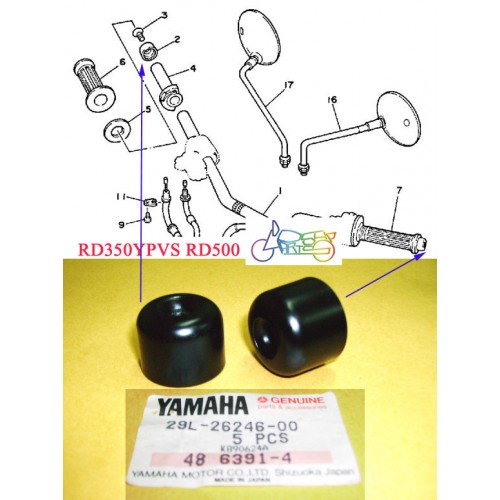 Yamaha RZ500 RD500 RD350YPVS RZ350 Grip End x2 OEM Balancer 29L-26246-00 free post