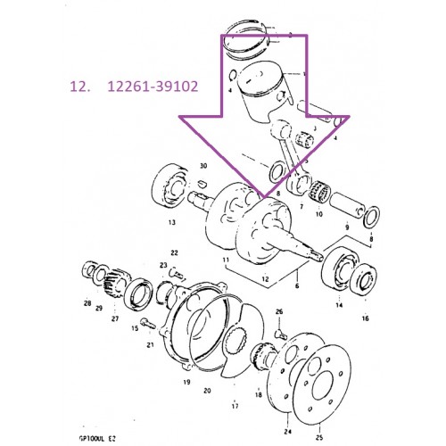 Suzuki GP100 Crankshaft LH 12261-39102-0A0