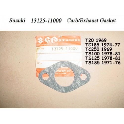 Suzuki T20 TC185 TC250 TS100 TS125 TS185 Carburetor Gasket / Exhaust Gasket