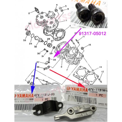 Yamaha TZR250 TDR250 RD500 Valve Holder Set YPVS Joint Kit  47X-1131H-00  47X-1131J-00 91317-05012  free post