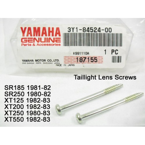 Yamaha SR185 SR250 XT125 XT200 XT250 XT550 Taillight Lens Screw x2 REAR LIGHT 3Y1-84524-00