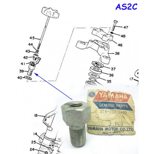 Yamaha YAS1 YAS2 YCS1 Steering Shaft Damper Union Bolt NOS Front Fork 174-23451-00 free post