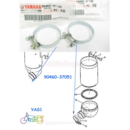 Yamaha YAS1 YAS2 YAS3 YCS1 CS5 LS2 Air Boot Clamp x2 NOS Air Cleaner Joint 90460-37130 free post
