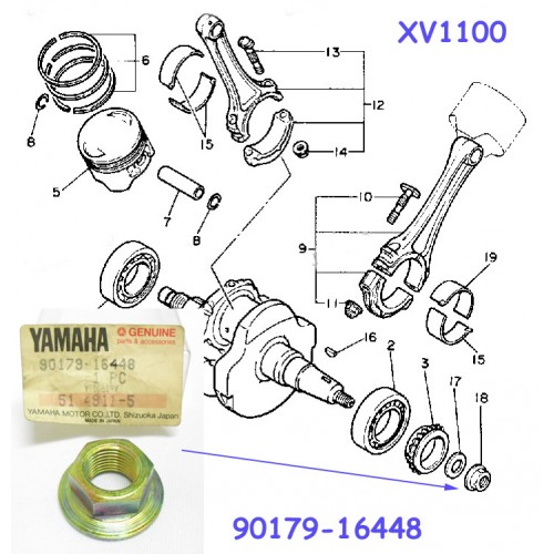 Yamaha XV750 XV925 XV1000 XV1100 Crankshaft Special Nut NOS Virago 90179-16448 free Post